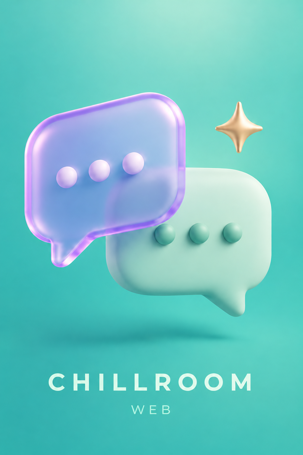 ChillRoom Web: fumetti lilla e menta su sfondo turchese